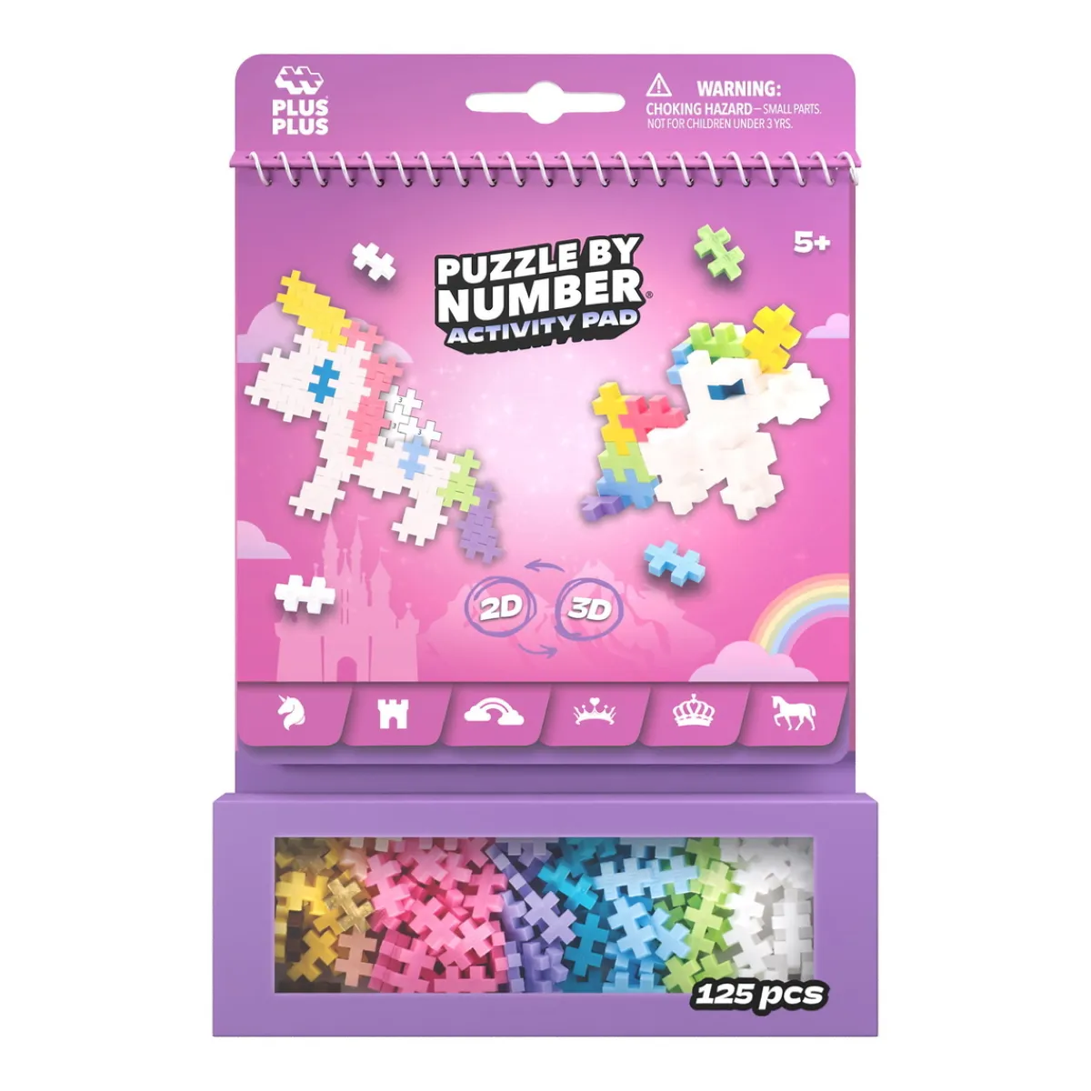 Barn Plus-Plus aktivitets-kit Unicorn – 125 bitar, mönsterblock + praktisk förpackning!