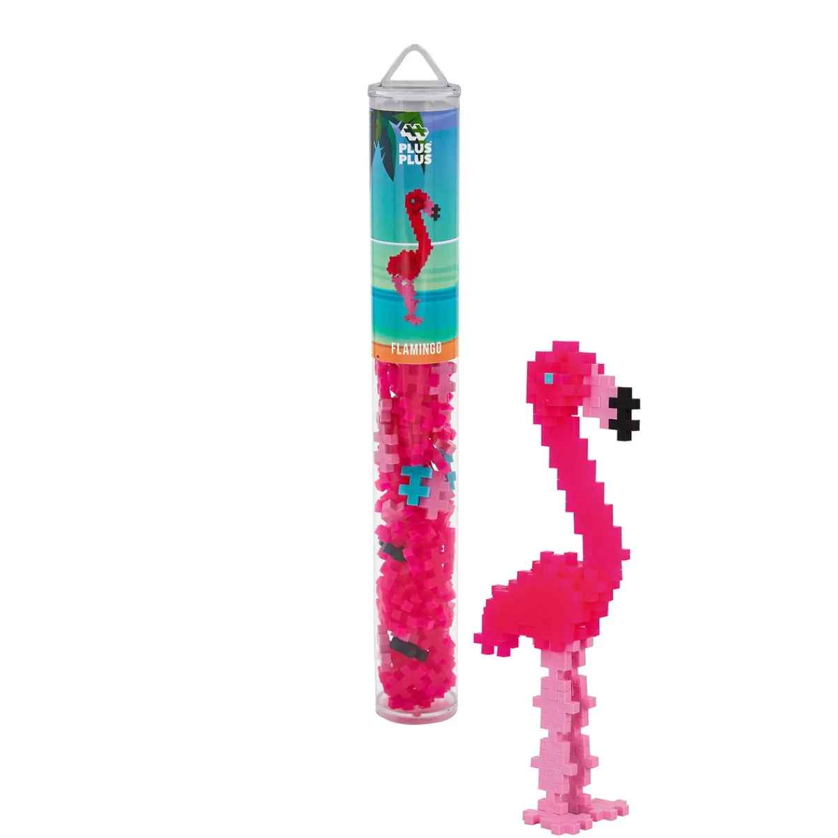 Barn Plus-Plus Tube Flamingo, tub med 100 bitar som blir en fin flamingo!
