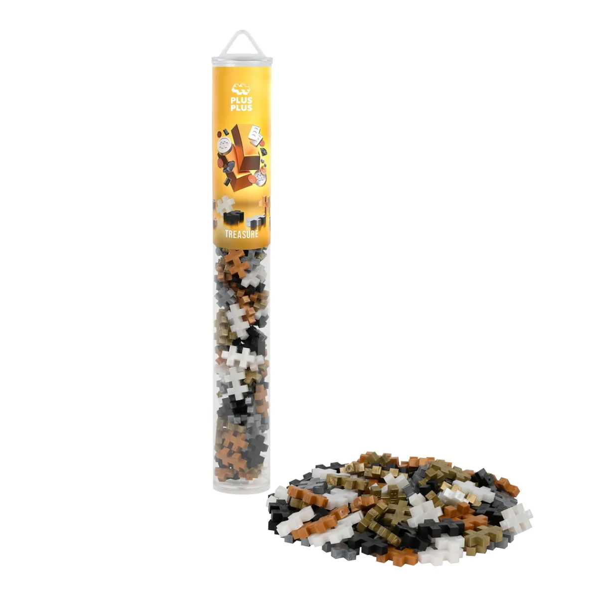 Plus-Plus Tube 100 Treasure, 100 fina byggbitar med metallic-tema | Barn Byggleksaker
