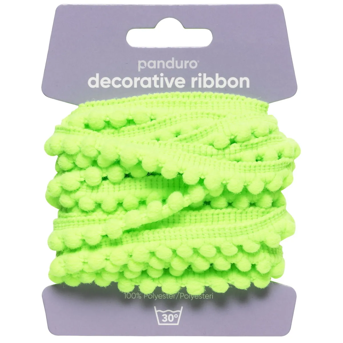 Panduro Hobby Pompom-band dekorband grön, 4 m långt och 10 mm brett | Polyester