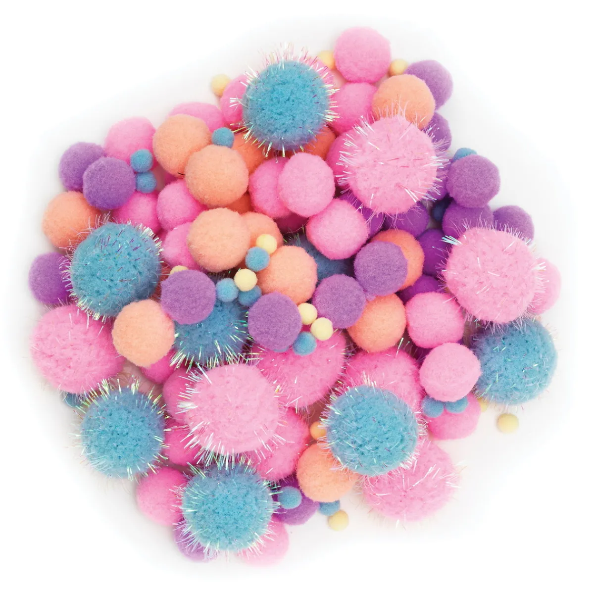 Panduro Hobby Pom Pom mix 150 st pastellfärger – massor av fina fluffiga pompom-bollar!