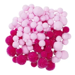Panduro Hobby Pom Pom mix 150 st rosa & vitt – massor av fina fluffiga pompom-bollar!