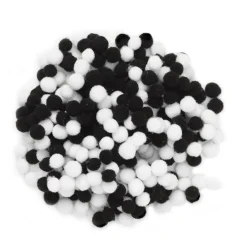 Panduro Hobby Pom Pom mix svarta & vita mini, Ø5–7 mm, 400 st.