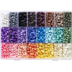 Panduro Hobby Pony beads pärllåda med 24 matta nyanser, sammanlagt 3240–3600 pärlor – Ø7 mm | Barn Pärlor