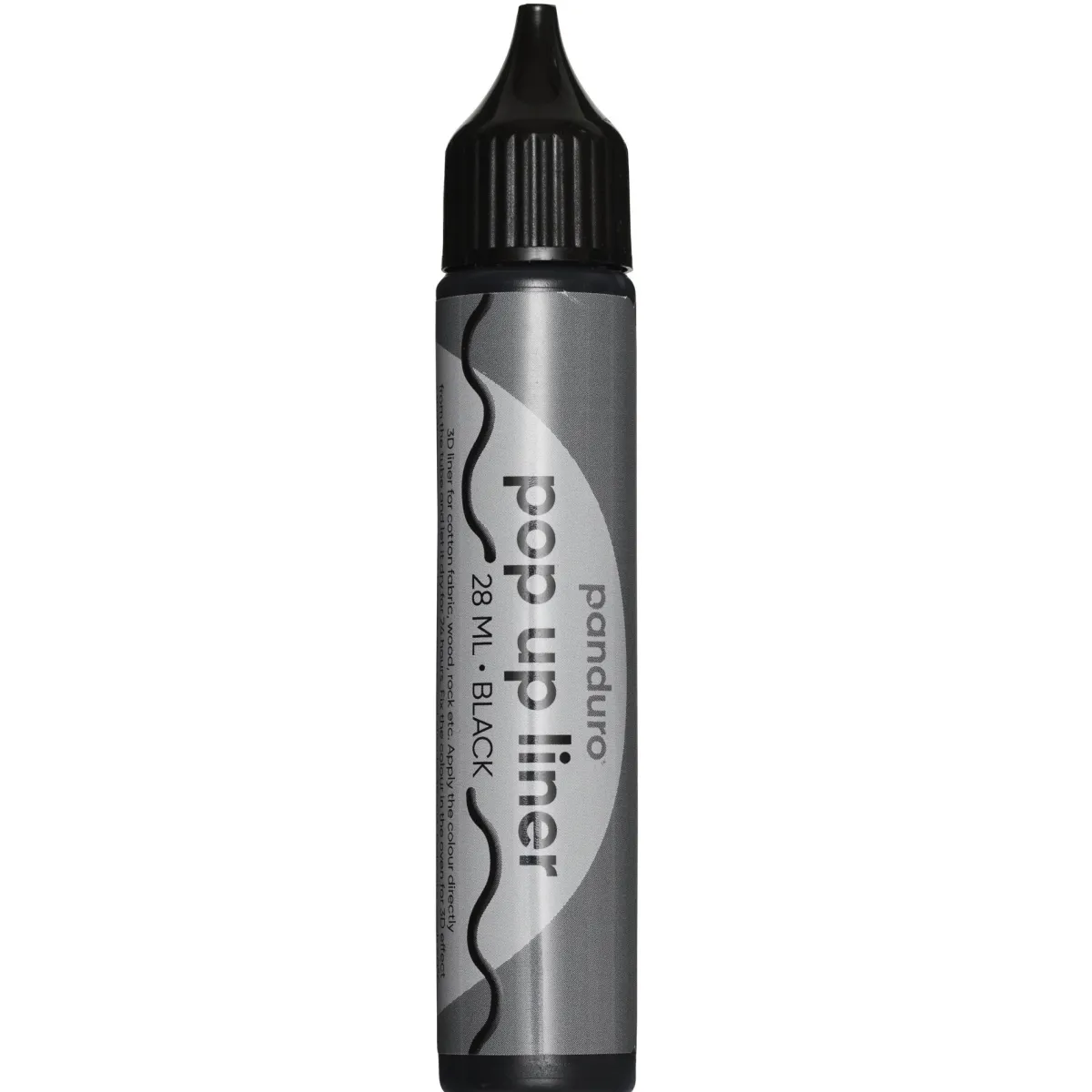 Panduro Hobby Pop Up Liner 28 ml svart – skriv & rita med fixerbar gummimassa | Textilfärger