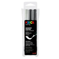 Posca Brush PC-350 3-pack – svart / svart / vit | Tuschpennor & Markers