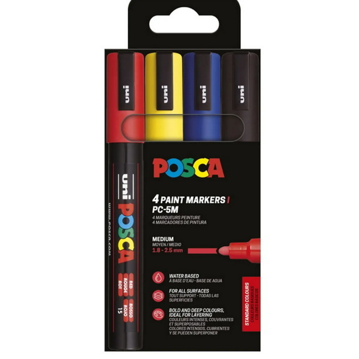 Posca PC-5M 4-pack Basic (1,8-2,5 mm) | Tuschpennor & Markers