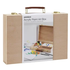 Panduro Hobby Praktisk konstnärsväska med 9×18 ml akrylfärg, penslar, canvaser och tillbehör