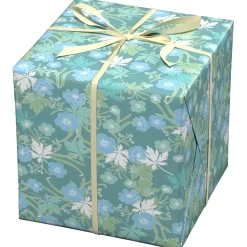 Panduro Design Presentpapper på rulle 10 m × 57 cm – blå blommor och spirande grönska