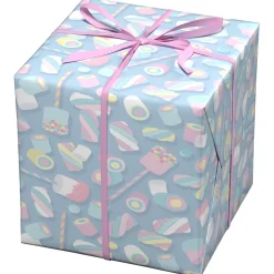 Panduro Design Presentpapper på rulle 10 m × 57 cm – lekfullt med marshmallows & skumgodis! | Present- & Julklappspapper
