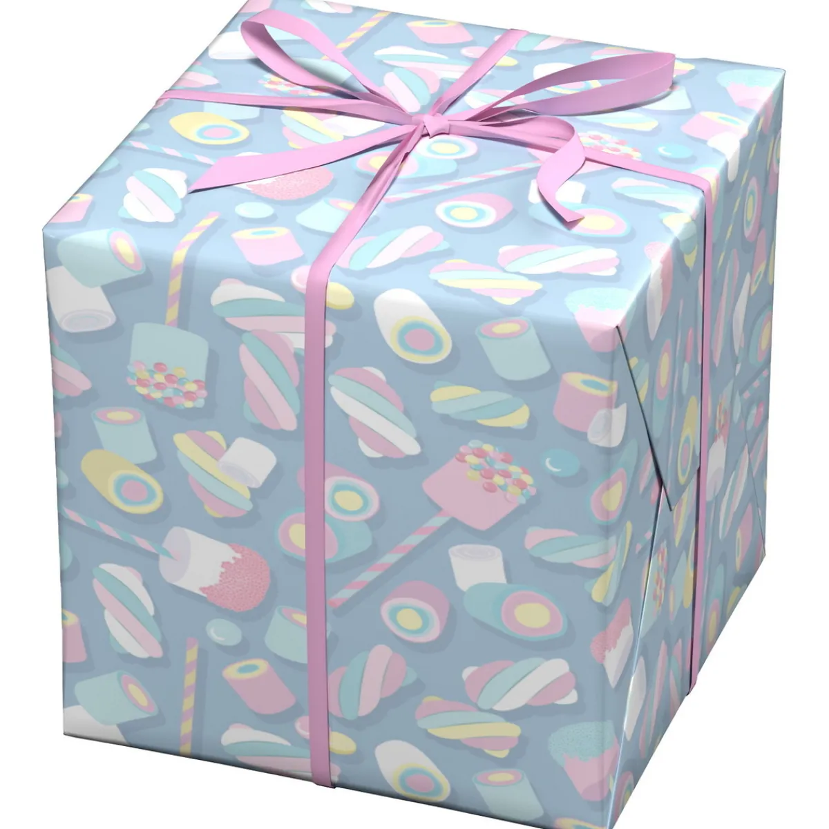Panduro Design Presentpapper på rulle 10 m × 57 cm – lekfullt med marshmallows & skumgodis! | Present- & Julklappspapper
