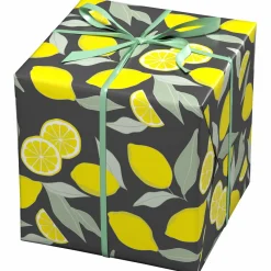 Panduro Design Presentpapper på rulle 10 m × 57 cm – mörkgrått papper med olika citroner