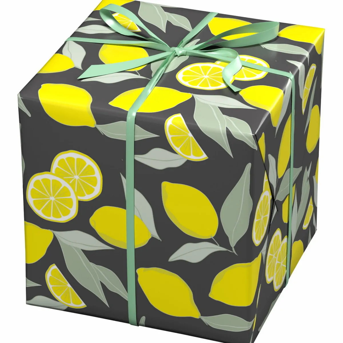 Panduro Design Presentpapper på rulle 10 m × 57 cm – mörkgrått papper med olika citroner