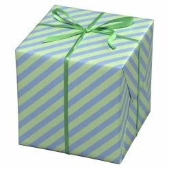 Panduro Design Presentpapper på rulle 10 m × 57 cm – randigt i blått och grönt | Present- & Julklappspapper