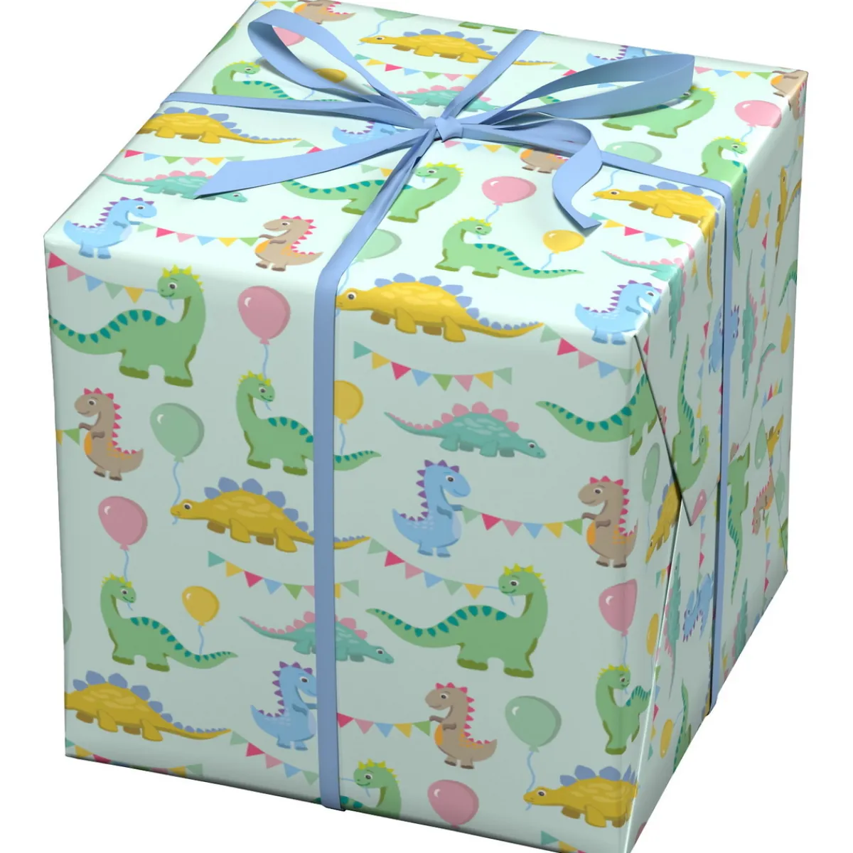 Panduro Design Presentpapper på rulle 10 m × 57 cm – vitt papper med massor av dinos på kalas! | Present- & Julklappspapper