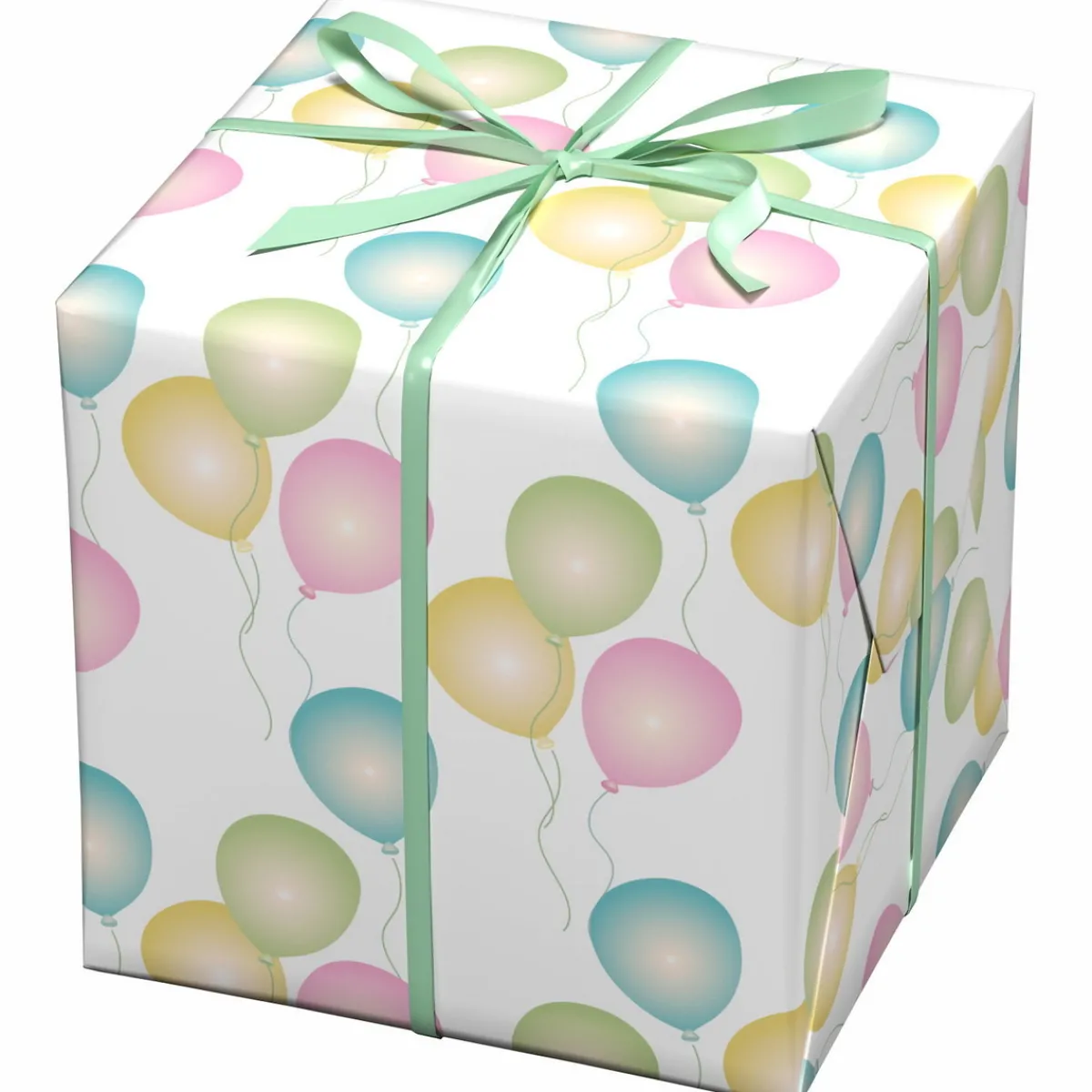 Panduro Design Presentpapper på rulle 10 m × 57 cm – vitt papper med ballonger i pastellfärger