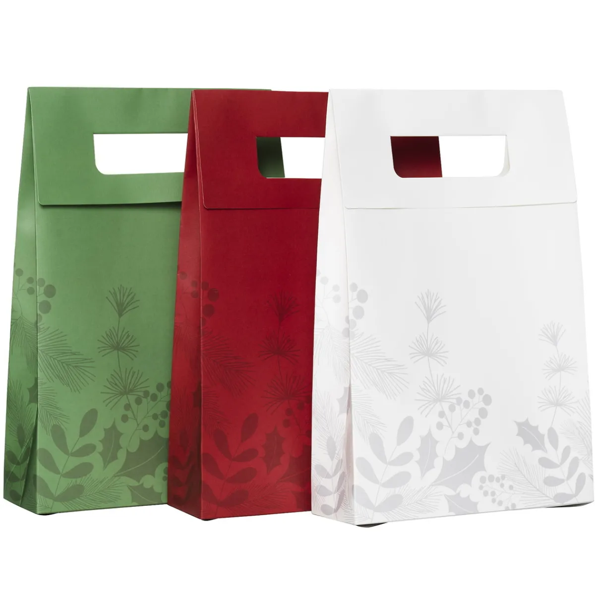 Panduro Design Presentpåsar i 3 olika färger med vintermotiv, storlek 20×30×6 cm, 180 g/m2