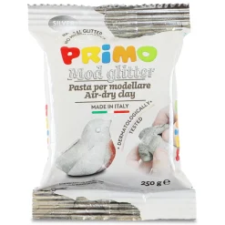 Primo lufttorkande lera med glitter, silver 250 g | Barn Lufttorkande Lera