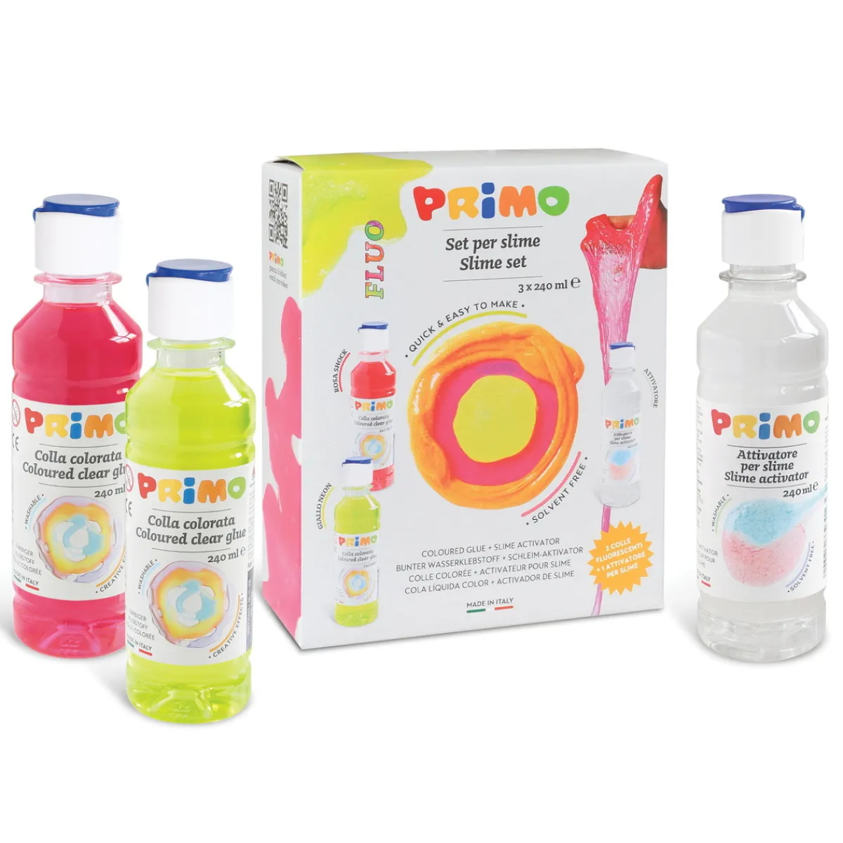 Barn Primo Slime Lab Neon – 2×240 ml neon slimefärg + 240 ml slime-aktiverare