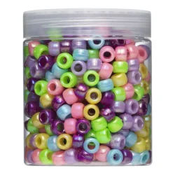 Barn Panduro Hobby 540 pärlemorskimrande pony beads Ø9 mm, runda fina pärlor med stora hål