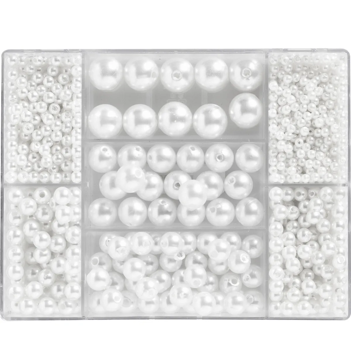 Panduro Jewellery Pärlmix akryl Ø3-12mm vit | Akrylpärlor