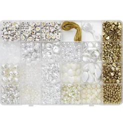 Panduro Jewellery Pärlmix med känsla av lyx & bling – pärlor i vitt, guld och pärlemor
