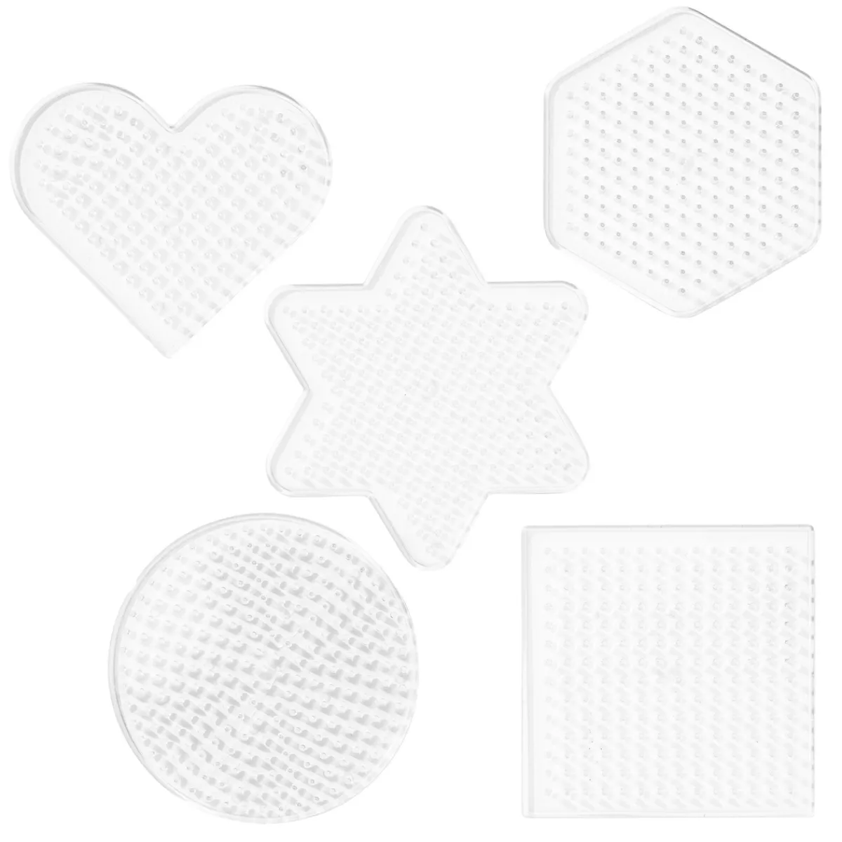Panduro Iron Beads Pärlplatta Midi 5-pack – små plattor: hjärta, stjärna, hexagon, kvadrat & cirkel – för Ø5 mm rörpärlor | Barn Rörpärlor Midi