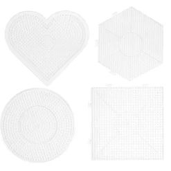 Panduro Iron Beads Pärlplatta Midi 4-pack – stora plattor: hjärta, kvadrat, hexagon & cirkel – för Ø5 mm rörpärlor | Barn Rörpärlor Midi