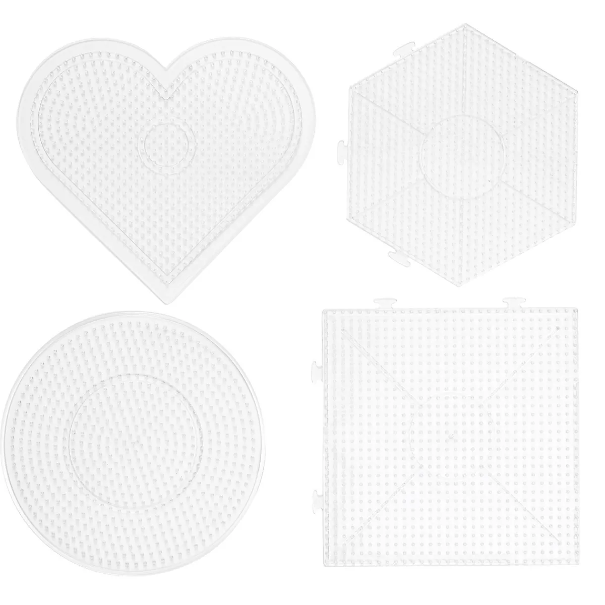 Panduro Iron Beads Pärlplatta Midi 4-pack – stora plattor: hjärta, kvadrat, hexagon & cirkel – för Ø5 mm rörpärlor | Barn Rörpärlor Midi