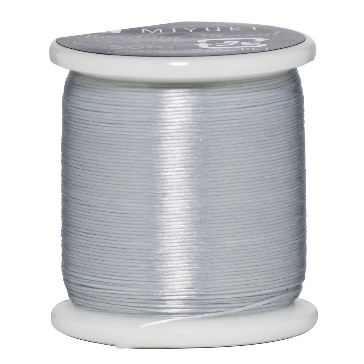 MIYUKI Pärltråd 50 meter – silver – 0,2 mm i diameter, tillverkad av 100% nylon