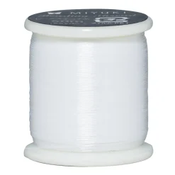 MIYUKI Pärltråd 50 meter – vit – 0,2 mm i diameter, tillverkad av 100% nylon | Nylontråd