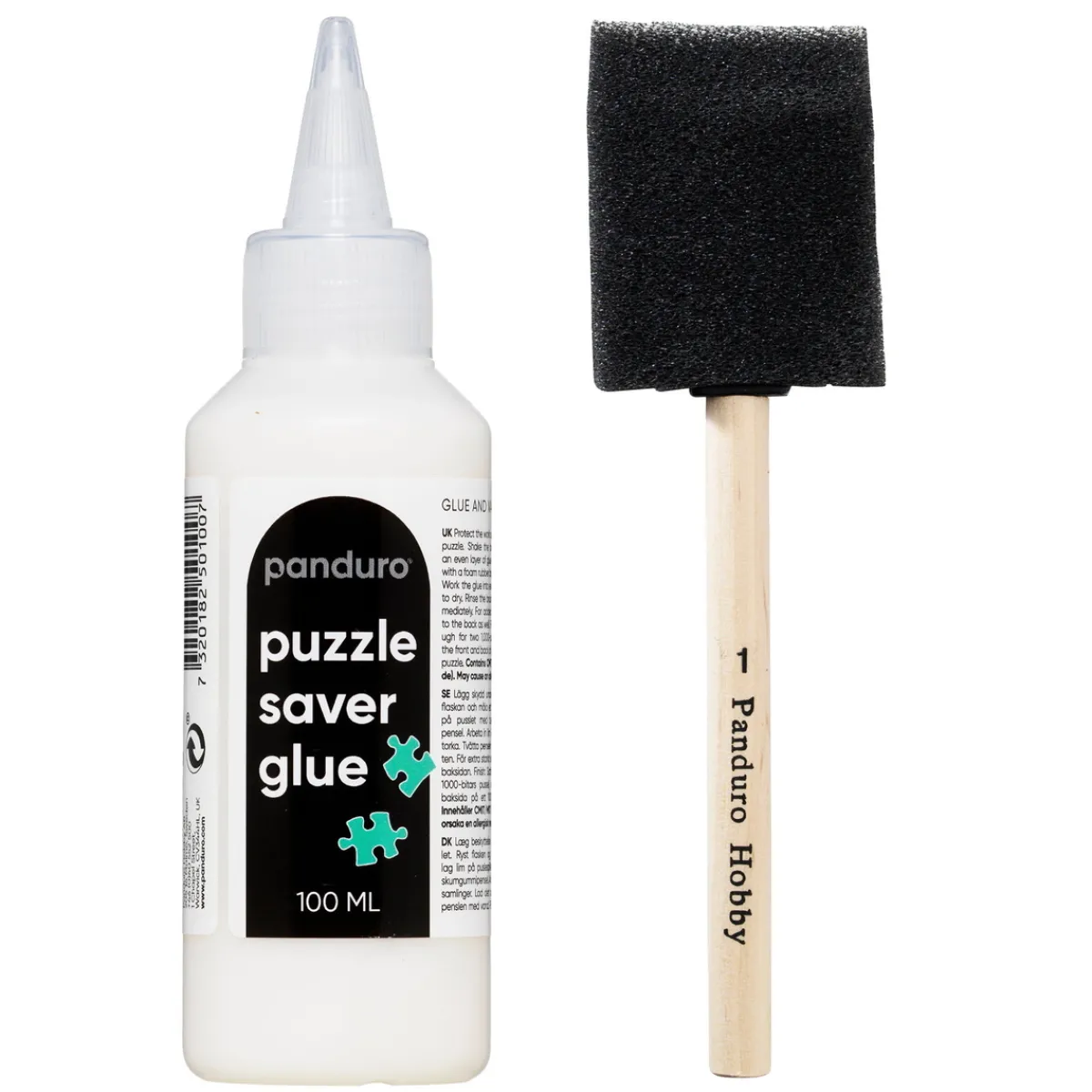 Panduro Hobby Puzzle Saver Set, 100 ml pussellim + skumgummipensel 50 mm | Speciallim