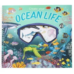 TOPModel Pysselbok Create your ocean life, massor av fiskar och hav, 24×21 cm, 16 sidor + stickers | Barn Målar- & Pysselböcker