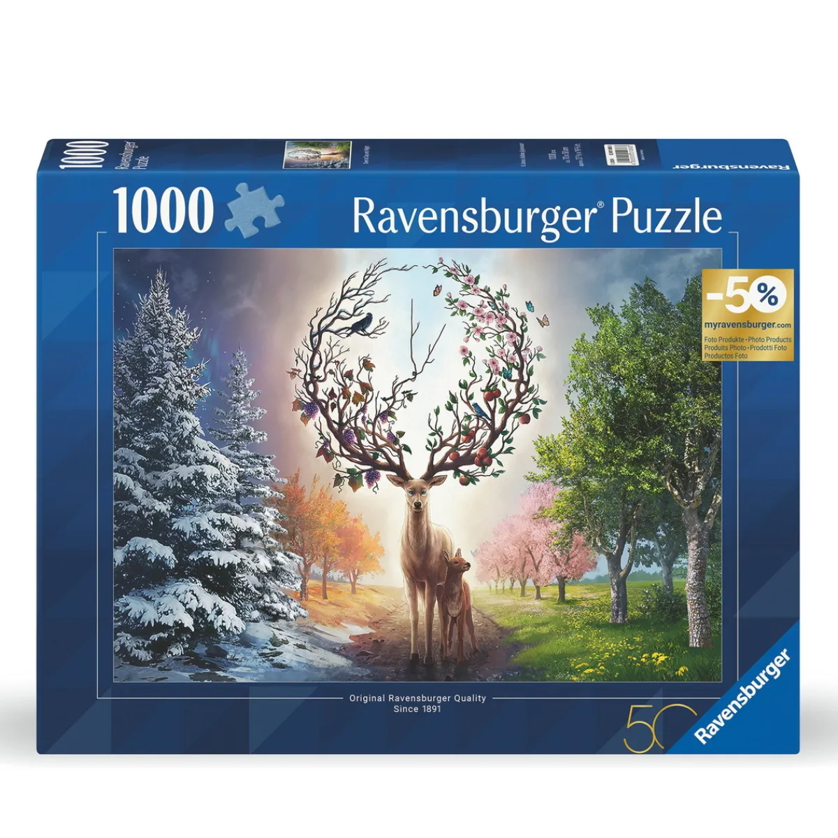 Barn Ravensburger pussel – The Magic Deer And The Four Seasons. 1000 bitar, 70×50 cm.