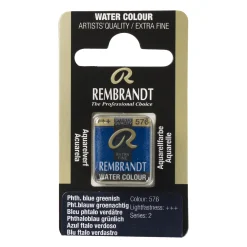 Rembrandt akvarellfärg halvkopp – Phthalo Blue Greenish 576 | Akvarell- & Vattenfärger