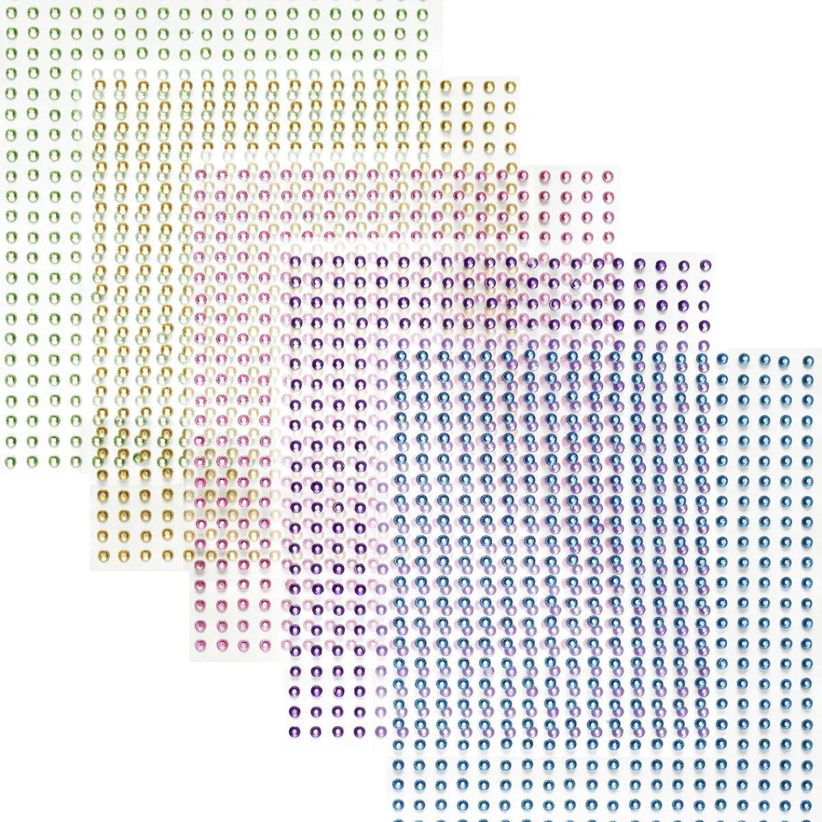 Panduro Hobby Rhinestone stickers big pack pastell – 2400 små pärlstickers i 5 färger. Ø2 mm