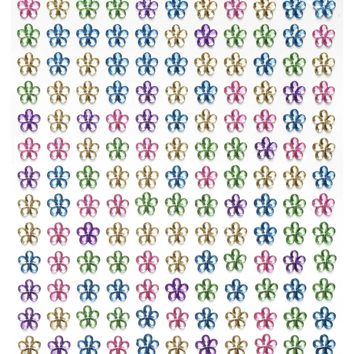 Panduro Hobby Rhinestone stickers blommor pastell – 286 pastellfärgade blommor. Ø8 mm