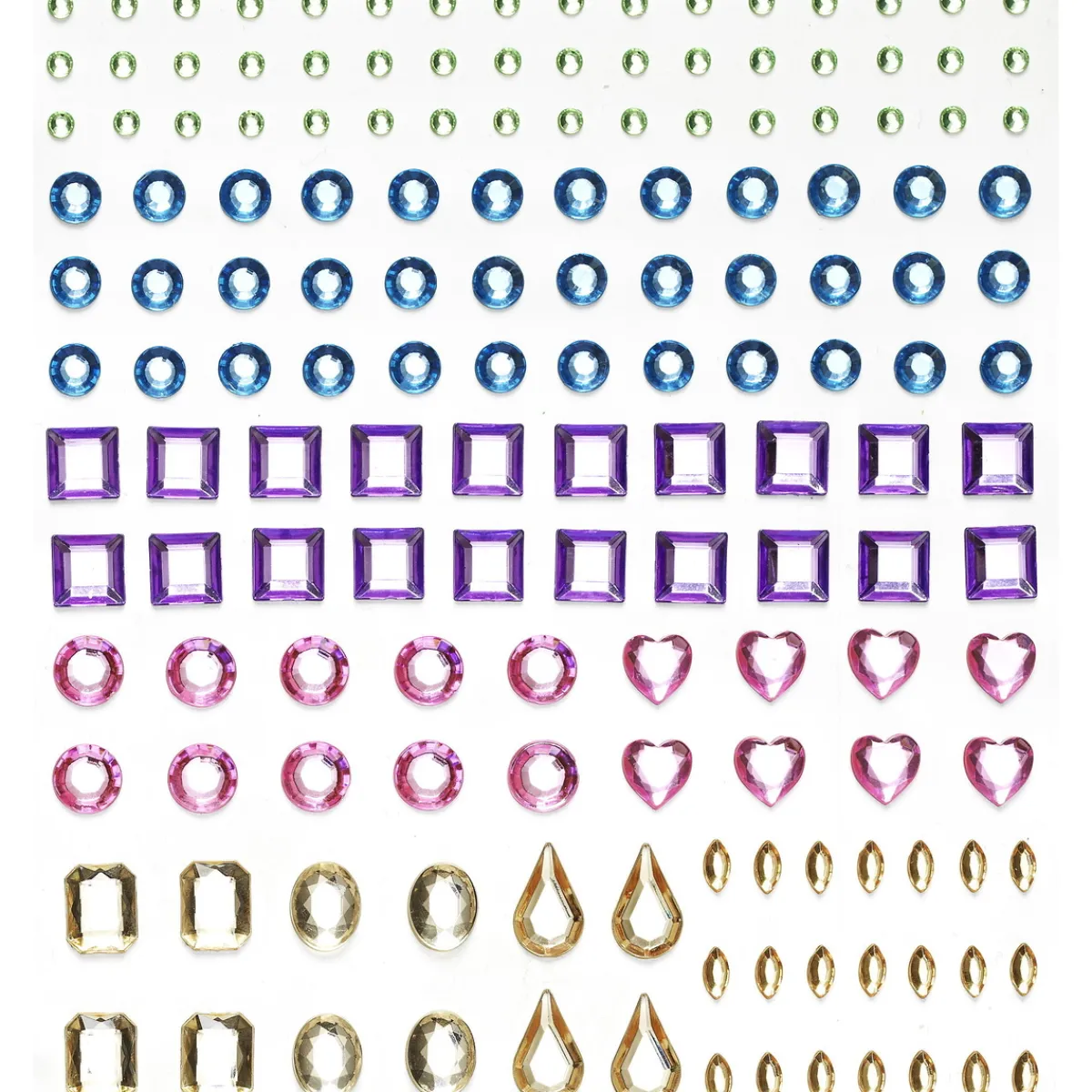 Panduro Hobby Rhinestone stickers former pastell – 304 olikformade pärlstickers. L. 2–12 mm | Rhinestonestickers
