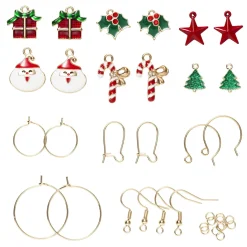 Panduro Jewellery Örhängeskit med jultema – 6 par örhängen & 12 hängen / charms i rött, grönt och guld