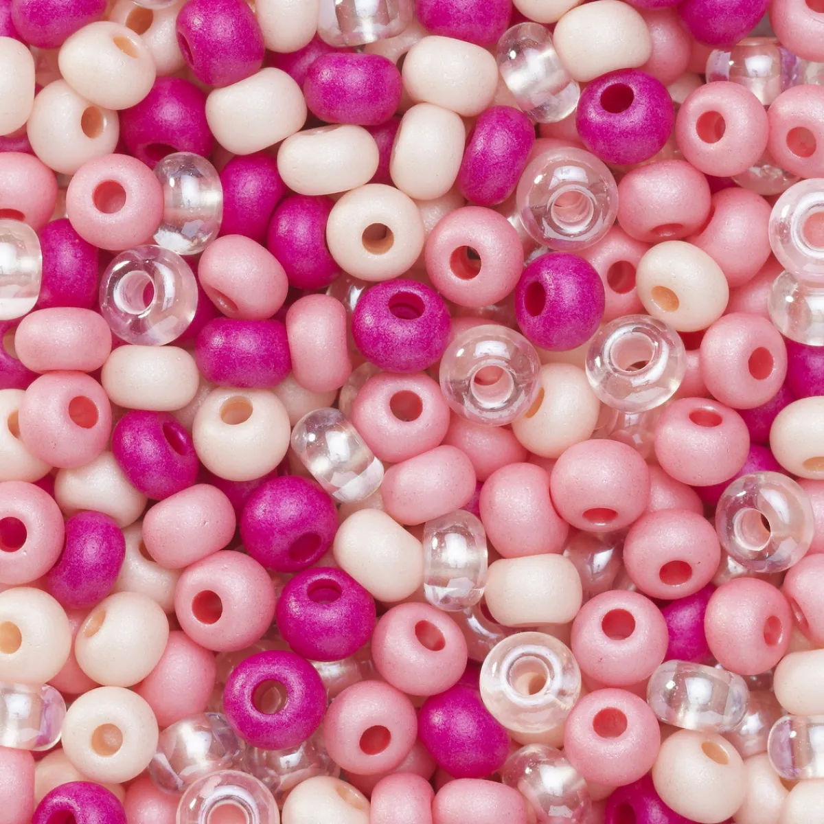 Preciosa Rocaillespärla 6/0 mix rosa, cerise & glas, 30 gram glaspärlor à Ø3,7–4,3 mm