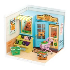 Robotime Rolife DIY Super Creator Daily Vc Fruit Store miniatyr diorama – DW003, 163×163×152 mm | Grundsatser