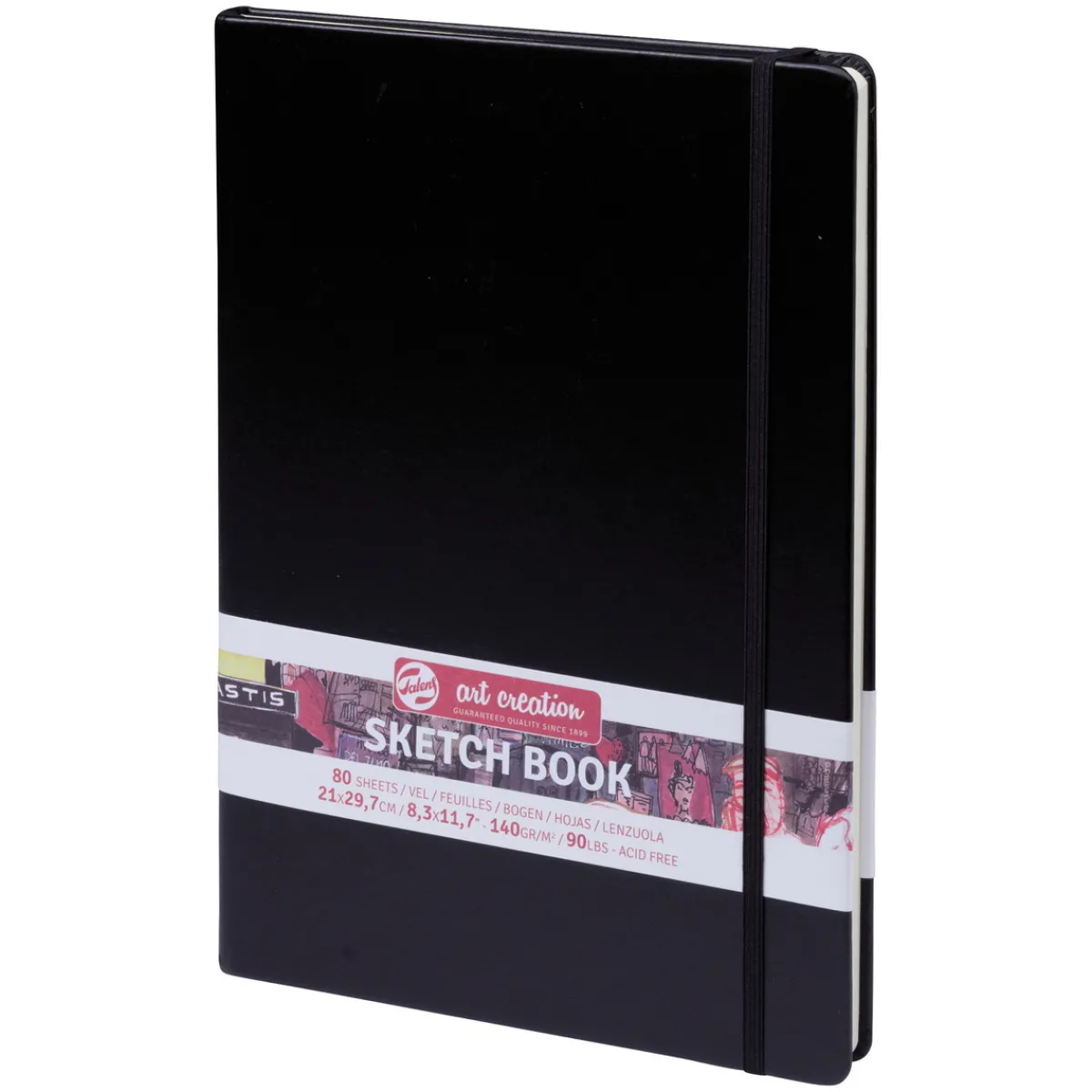 Royal Talens Art Creation Sketch skissbok 21×30 cm (A4), svart omslag – 140 g/m², 80 ark | Skissböcker