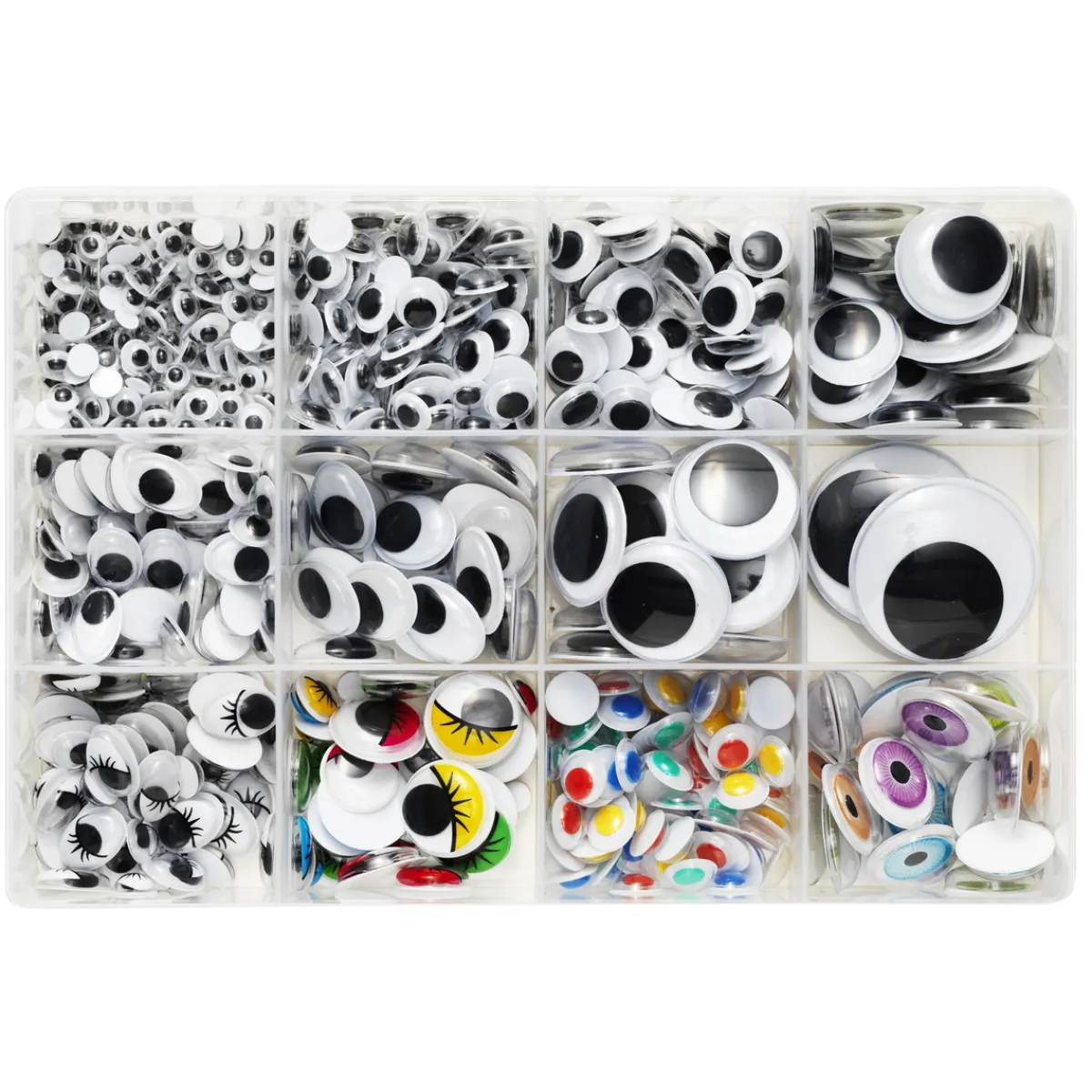 Panduro Hobby Rörliga ögon mix storpack med ca 650 olika typer av wiggly eyes | Ögon & Näsor