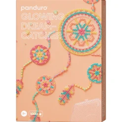 Panduro Iron Beads Rörpärlor Midi kit Drömfångare, 1400 pärlor i självlysande mix + 2 pärlplattor | Barn Rörpärlor Midi