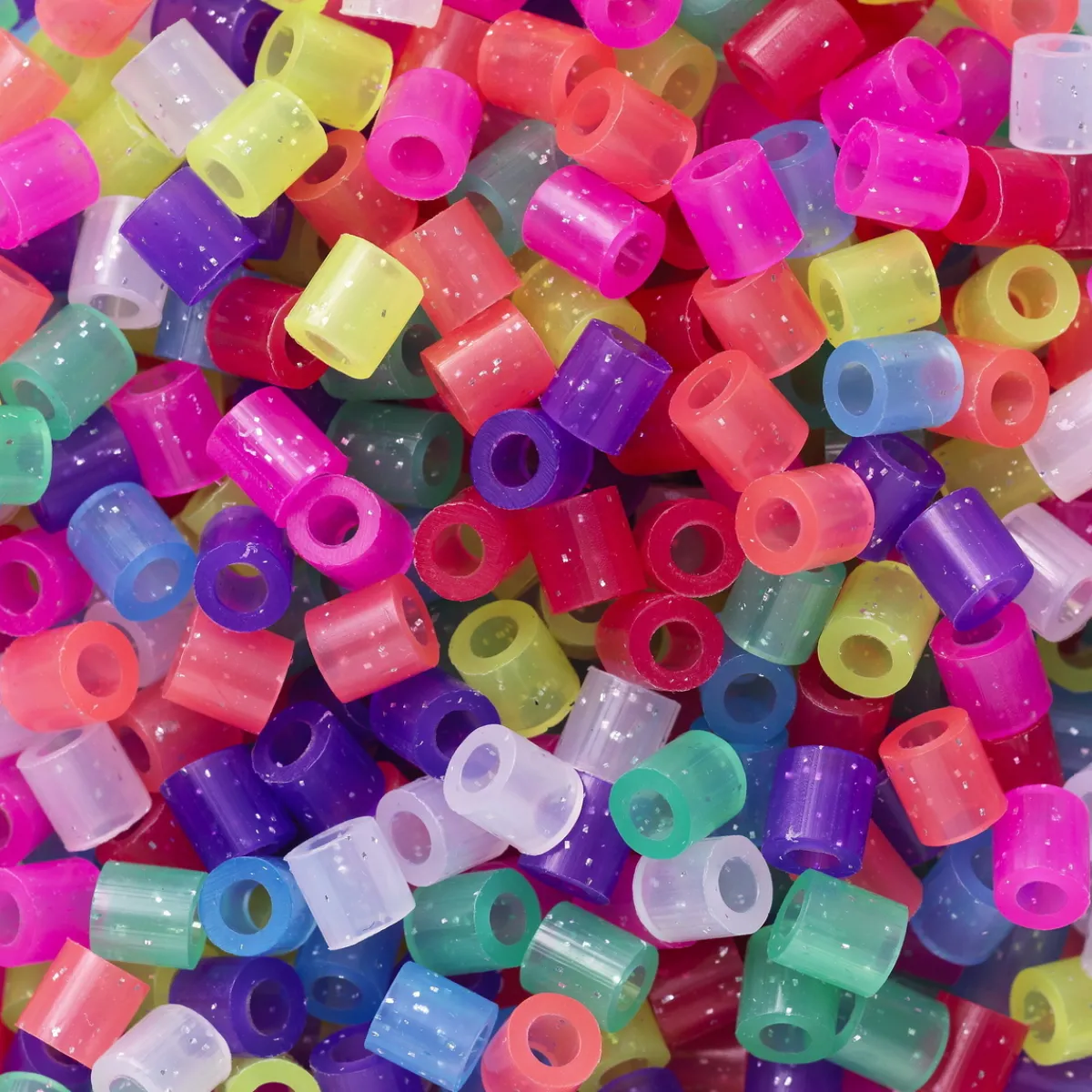 Barn Panduro Iron Beads Rörpärlor Midi 1000 st i gnistrande glittermix, Ø5 mm