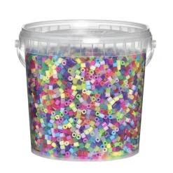 Panduro Iron Beads Rörpärlor Midi 10000 st – pärlhink med glitter- & pastellpärlor, Ø5 mm | Barn Rörpärlor Midi