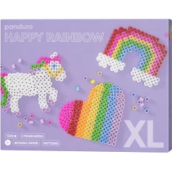 Barn Panduro Iron Beads Rörpärlor XL kit Happy Rainbow – 1200 stora färgglada XL-pärlor + 3 pärlplattor