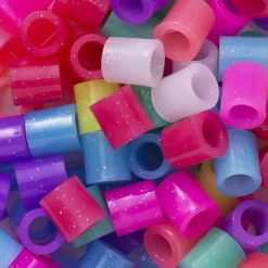 Panduro Iron Beads Rörpärlor XL 600 st – färgmix med glitter, stora pärlor som är Ø9 mm | Barn Rörpärlor Xl