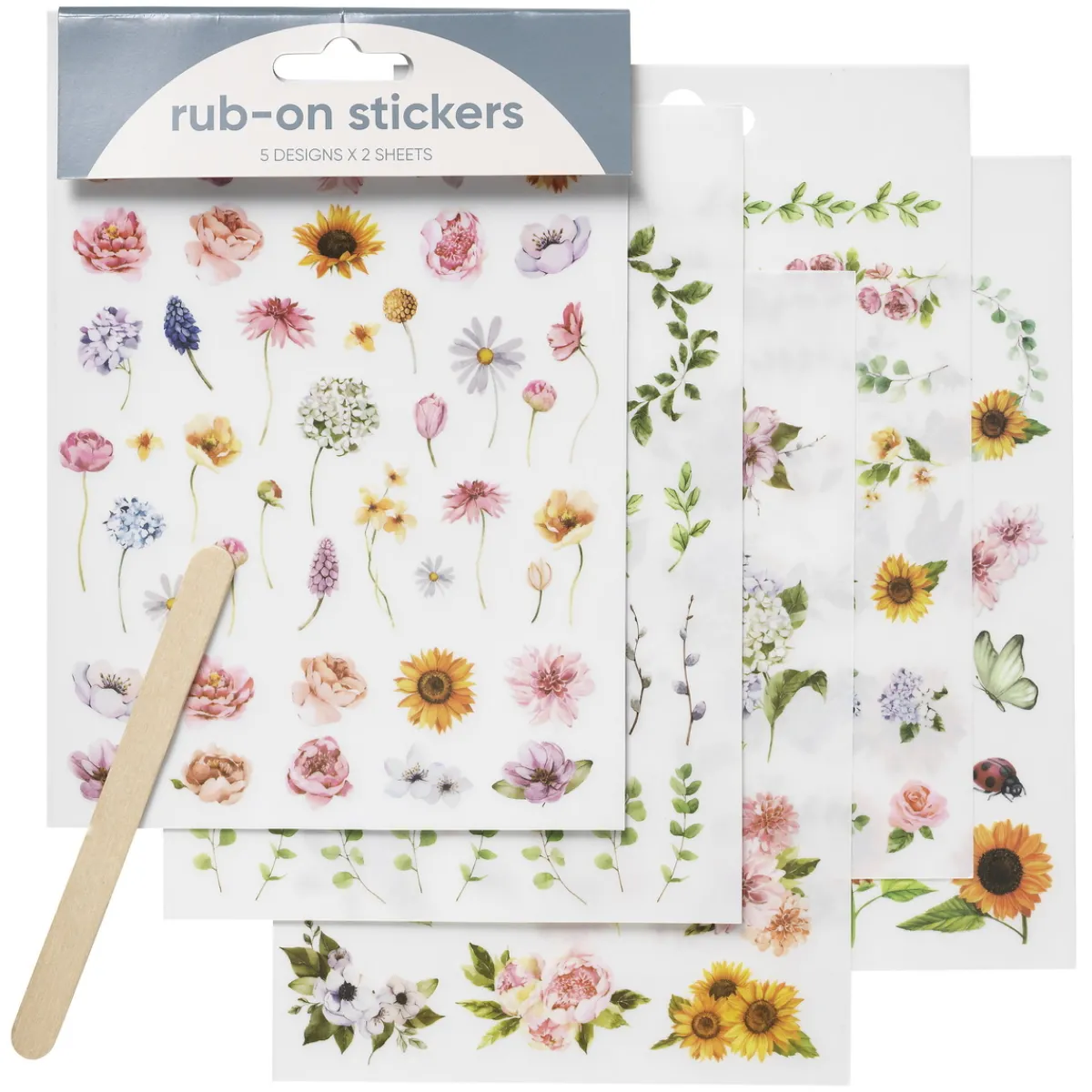 Panduro Design Rub ons 10 ark blommor-fjäril | Rub On Tranfers