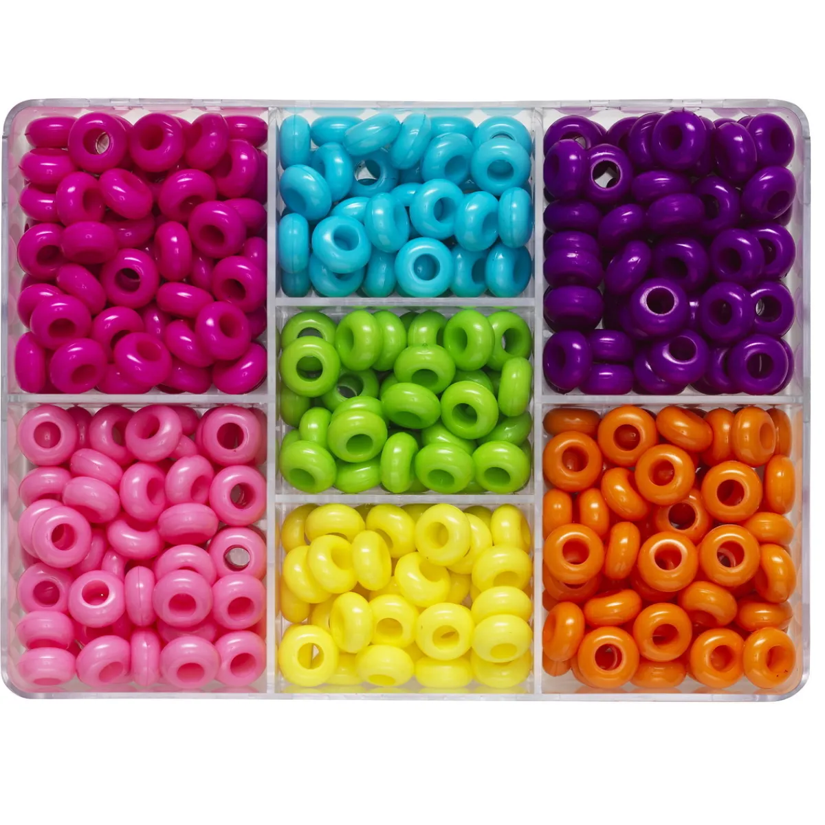 Panduro Hobby 375 runda & lite platta pärlor i en chunky & regnbågsglad pärlmix! Ø12 mm | Barn Pärlor